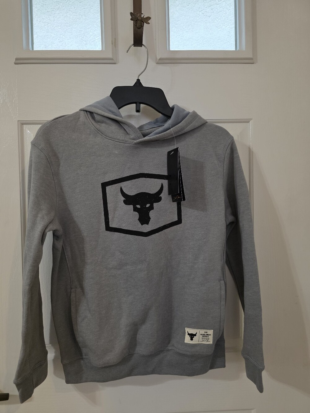 Under Armour Grey Kids Hooded Sweatshirt with Bull Emblem